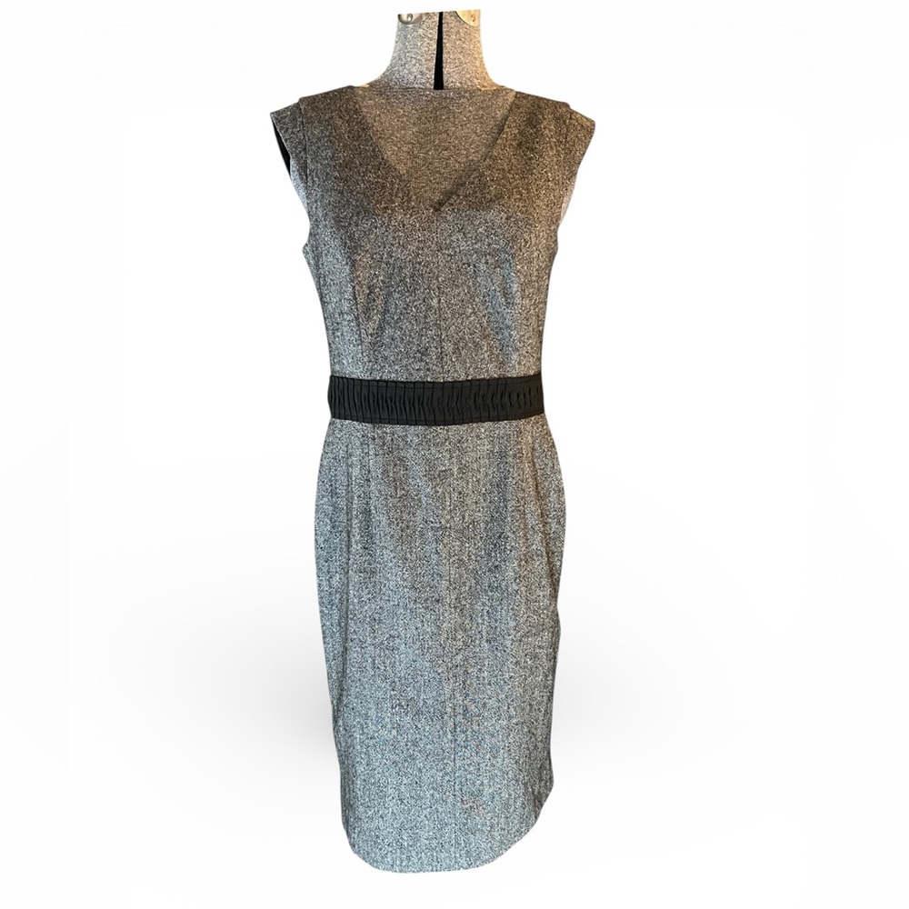 Banana Republic Grey Tweed V-Neck Work Event Party Dress Sz 6